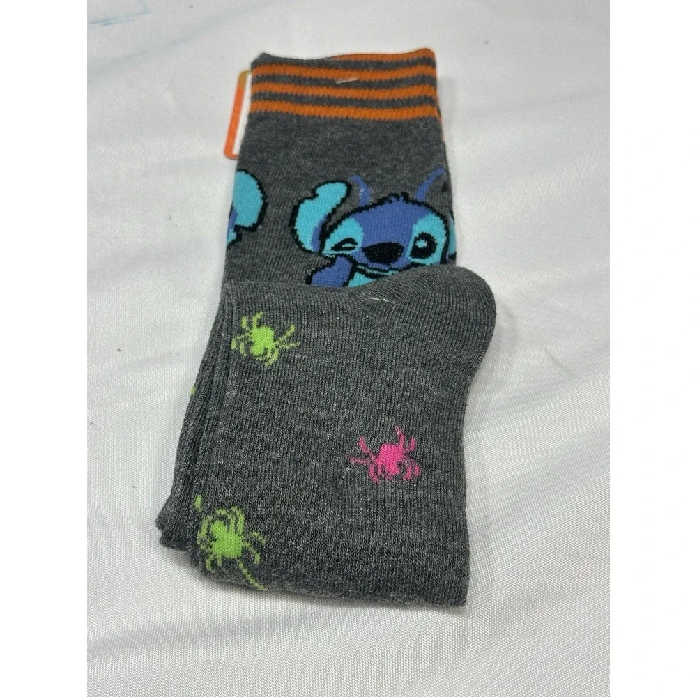 DISNEY‎ womens 1 pair knee high halloween socks size 4-10 CUTE BUT CREEPY STITCH